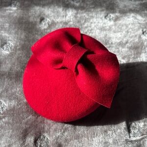 Chic Small Red Bow Hat (attached to headband)